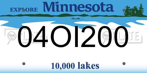 04OI200 Minnesota License Plate