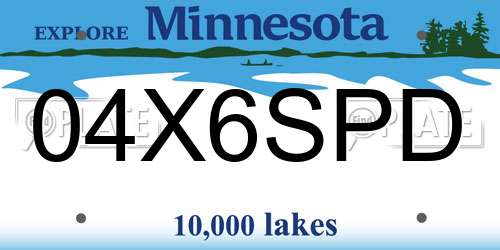 04X6SPD Minnesota License Plate