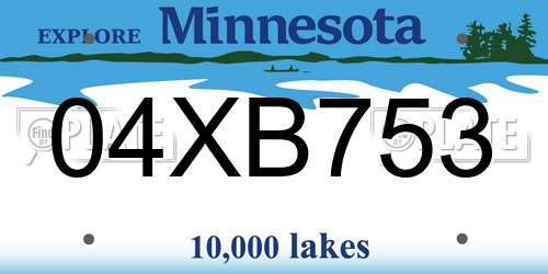 04XB753 Minnesota License Plate