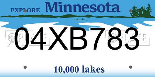 04XB783 Minnesota License Plate