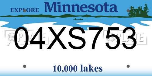 04XS753 Minnesota License Plate