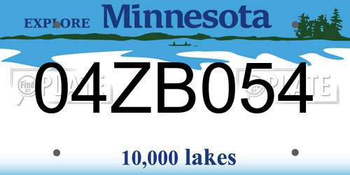 04ZB054 Minnesota License Plate