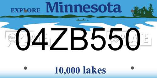 04ZB550 Minnesota License Plate