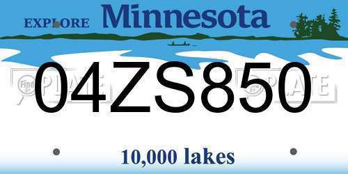 04ZS850 Minnesota License Plate