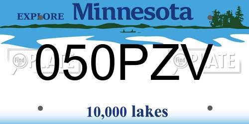 050PZV Minnesota License Plate