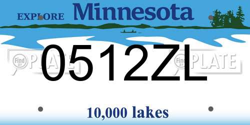 0512ZL Minnesota License Plate