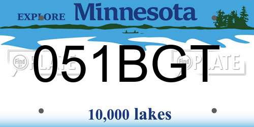051BGT Minnesota License Plate