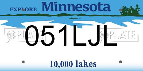 051LJL Minnesota License Plate