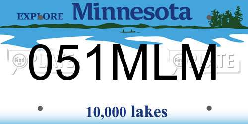 051MLM Minnesota License Plate