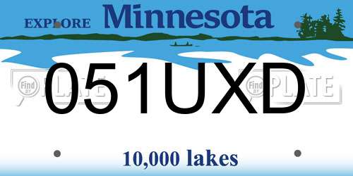 051UXD Minnesota License Plate