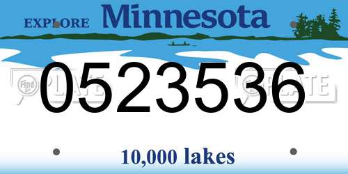0523536 Minnesota License Plate