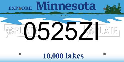 0525ZI Minnesota License Plate