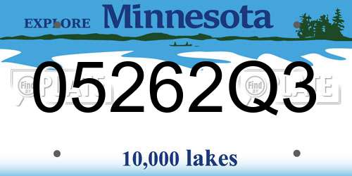 05262Q3 Minnesota License Plate