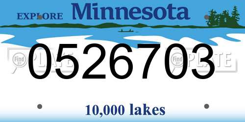 0526703 Minnesota License Plate