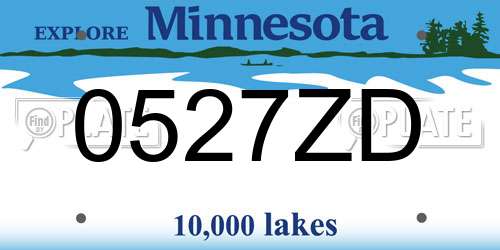 0527ZD Minnesota License Plate