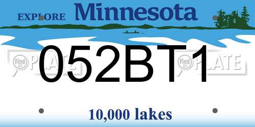 052BT1 Minnesota License Plate