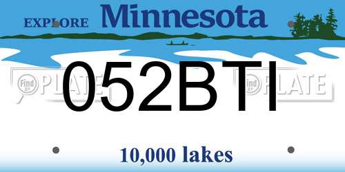 052BTI Minnesota License Plate