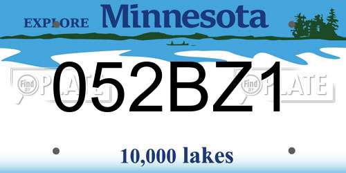 052BZ1 Minnesota License Plate