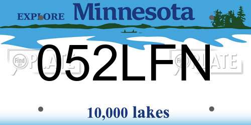 052LFN Minnesota License Plate
