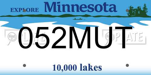 052MUT Minnesota License Plate