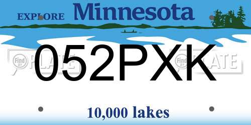 052PXK Minnesota License Plate