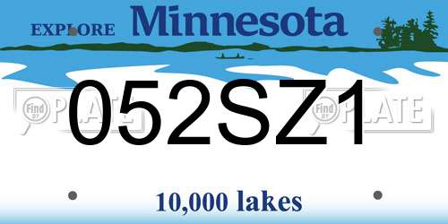 052SZ1 Minnesota License Plate
