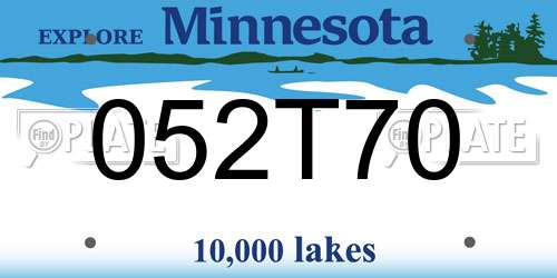 052T70 Minnesota License Plate
