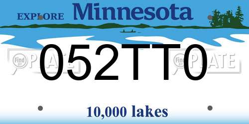 052TT0 Minnesota License Plate