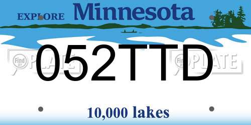 052TTD Minnesota License Plate