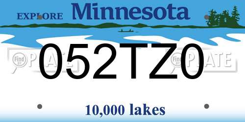 052TZ0 Minnesota License Plate