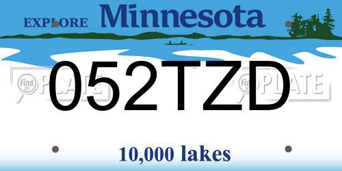 052TZD Minnesota License Plate