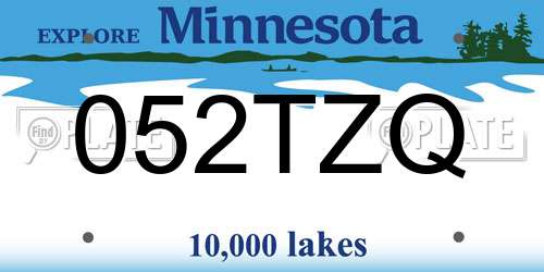 052TZQ Minnesota License Plate