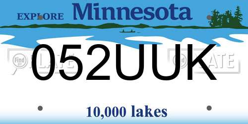 052UUK Minnesota License Plate