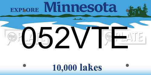 052VTE Minnesota License Plate