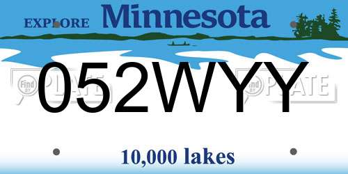 052WYY Minnesota License Plate