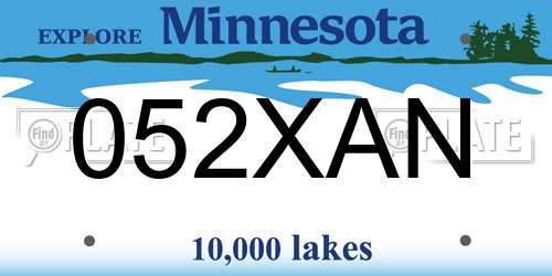 052XAN Minnesota License Plate