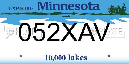 052XAV Minnesota License Plate