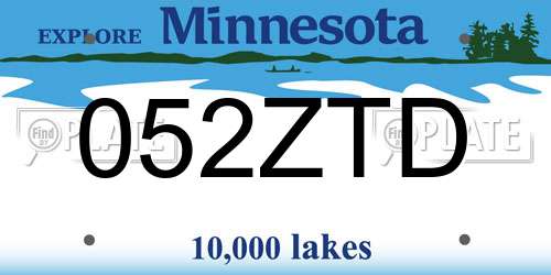 052ZTD Minnesota License Plate