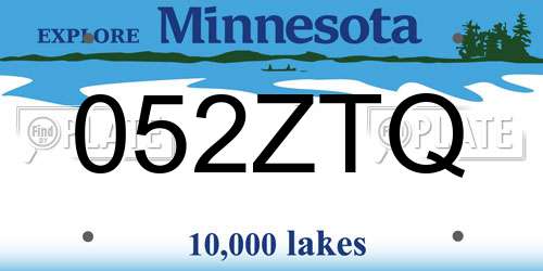 052ZTQ Minnesota License Plate
