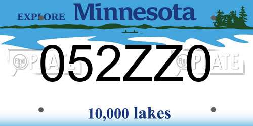 052ZZ0 Minnesota License Plate