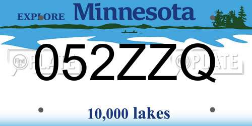 052ZZQ Minnesota License Plate