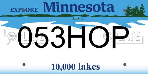 053HOP Minnesota License Plate