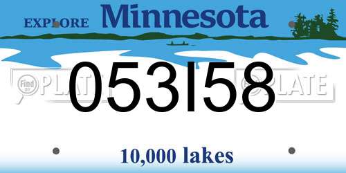 053I58 Minnesota License Plate