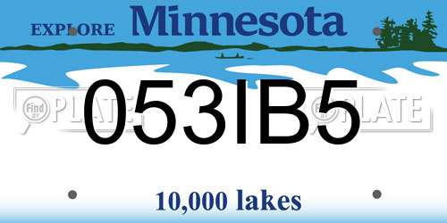 053IB5 Minnesota License Plate