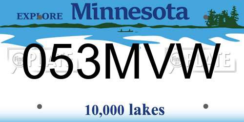 053MVW Minnesota License Plate
