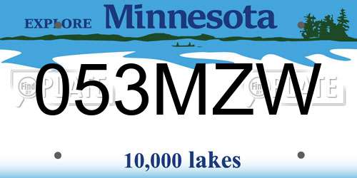 053MZW Minnesota License Plate