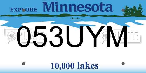 053UYM Minnesota License Plate