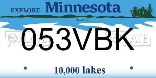 053VBK Minnesota License Plate