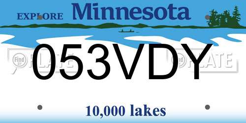 053VDY Minnesota License Plate