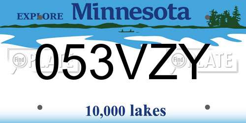 053VZY Minnesota License Plate